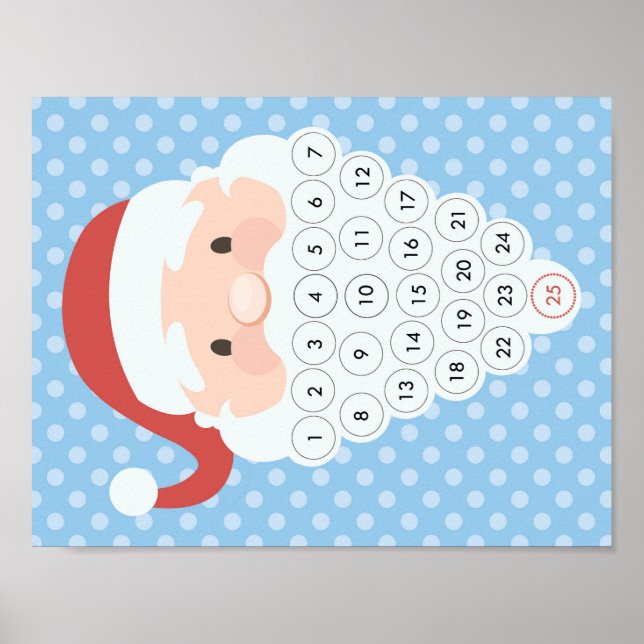 Santa Beard Julräknare Adventskalender Poster (Framsidan)