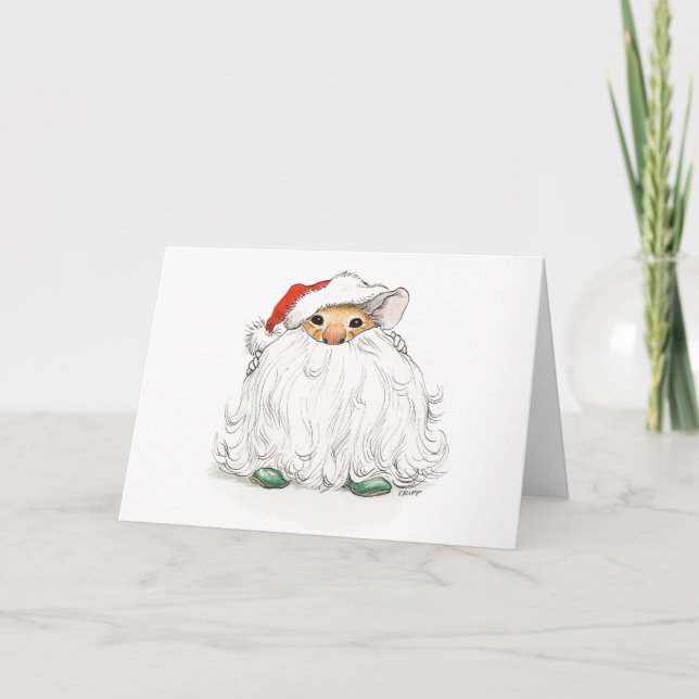 Santa Beard Mouse-kort Kort (Framsida)