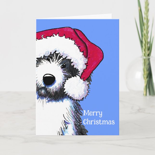 Santa Bearded Collie Hund Card Helgkort (Framsida)