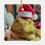 Santa Beardie Julgransprydnad Keramik<br><div class="desc">Cute Beared Dragon med en jultomte</div>