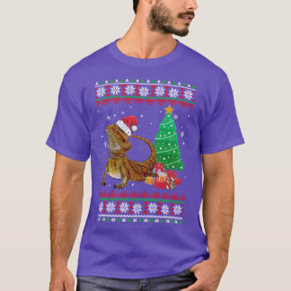 Santa Beared Dragon-julen Ugly Julafton Reptile L. T Shirt
