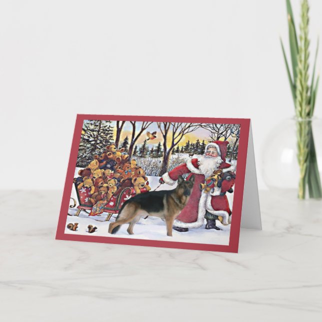 Santa Bears, tyska shepherd-julkort Helgkort (Framsida)