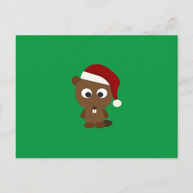 Santa Beaver Helg Vykort (Framsida)