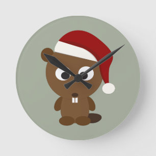 Santa Beaver Rund Klocka