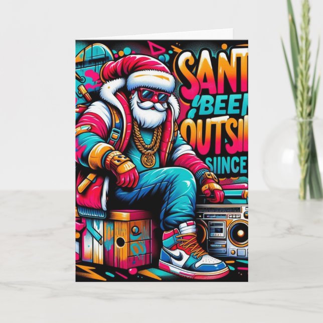 Santa Been Outside Holiday Card Kort (Framsida)