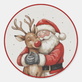 Santa & Beer Heart Ornament - Trending Now Runt Klistermärke