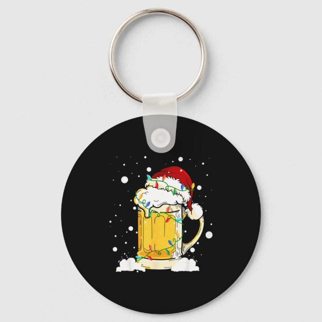 Santa Beer Merry Christmas Drinking Happy Holiday  Nyckelring (Framsida)