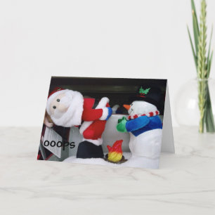 SANTA BENT ÖVER BRAND - OOPS HELGKORT