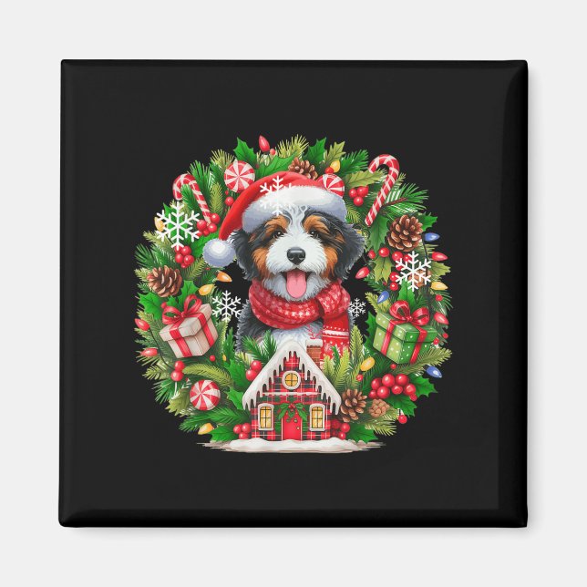 Santa Bernedoodle-Blommigten Circle Owner Ki Magnet (Framsidan)