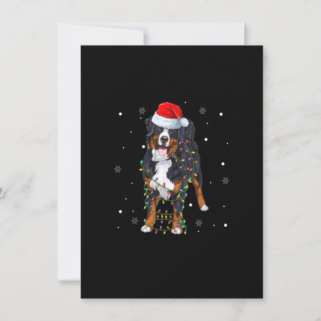 Santa Bernese Mountain Dog Jul Träd Ljus Merry C Inbjudningar (Framsida)