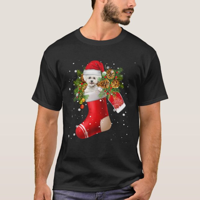 Santa Bichon Frise i jul Sock Pajama T Shirt (Framsida)