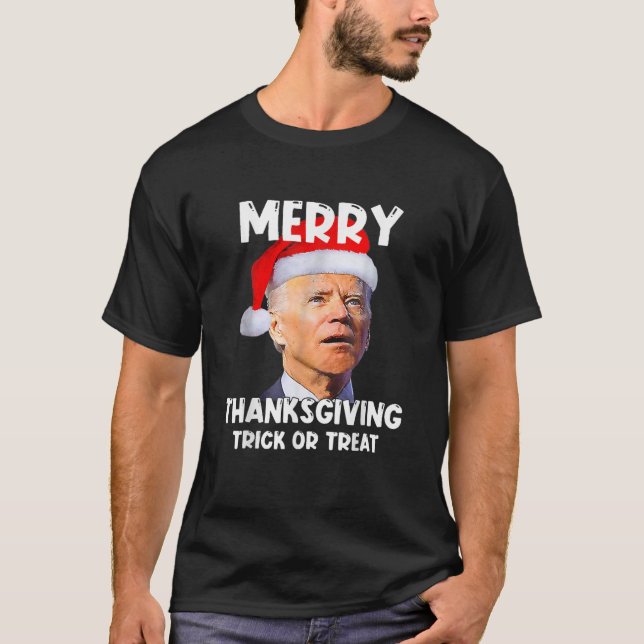 Santa Biden Merry Thanksgiving Bus eller godis Chr T Shirt (Framsida)