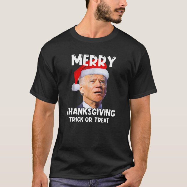 Santa Biden Merry Thanksgiving Bus eller godis Chr T Shirt (Framsida)
