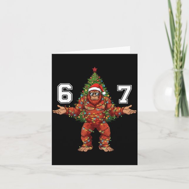 Santa Bigfoot 67 Christmas Tree Xmas Lights Funny  Kort (Framsida)