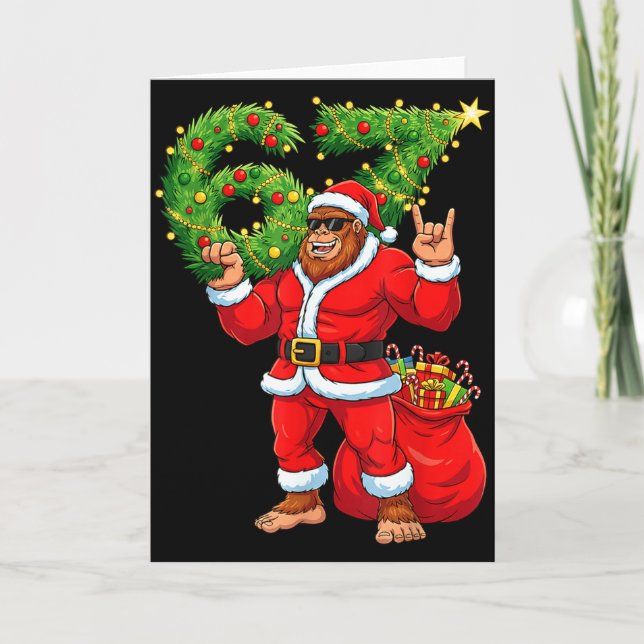 Santa Bigfoot 67 Meme Sex Sju 6 7 Rolig Bigfoot  Kort (Framsida)