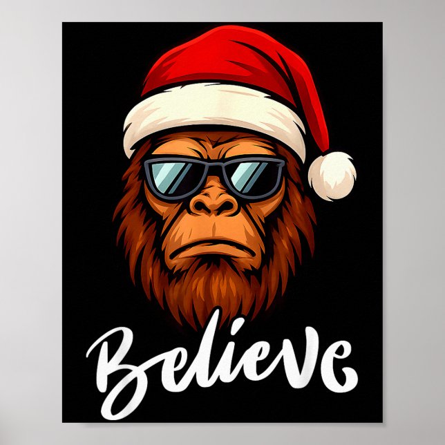 Santa Bigfoot Christmas Funny Sasquatch Believe Xm Poster (Framsidan)
