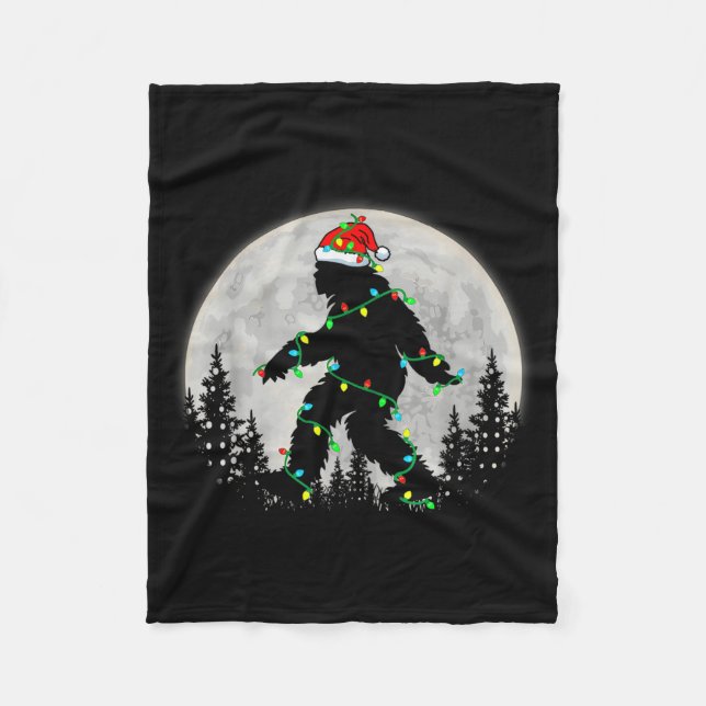 Santa Bigfoot Christmas Lights Rock Funny Sasquatc Fleecefilt (Framsidan)