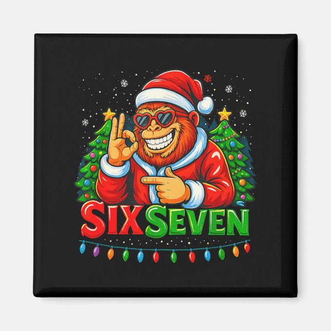 Santa Bigfoot Christmas Sasquatch 67 Funny Meme Si Magnet (Framsidan)