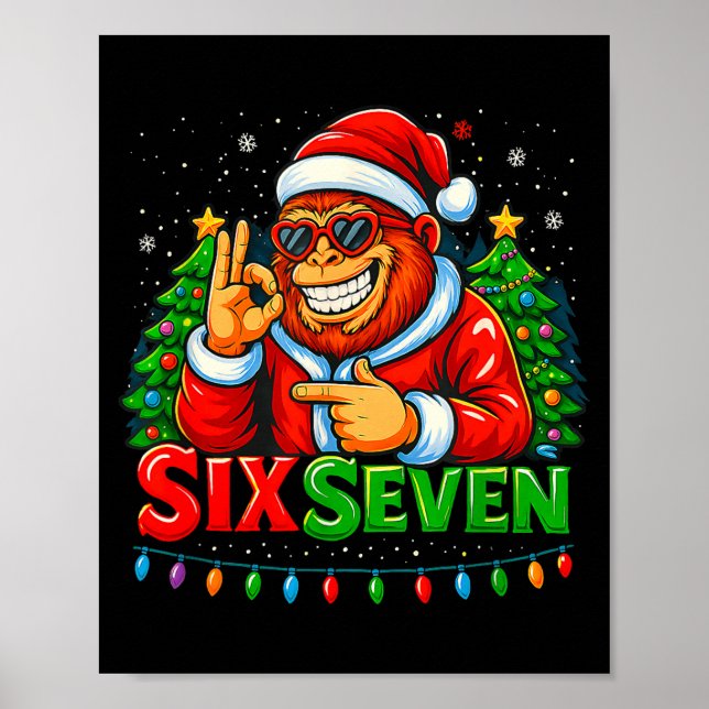 Santa Bigfoot Christmas Sasquatch 67 Funny Meme Si Poster (Framsidan)