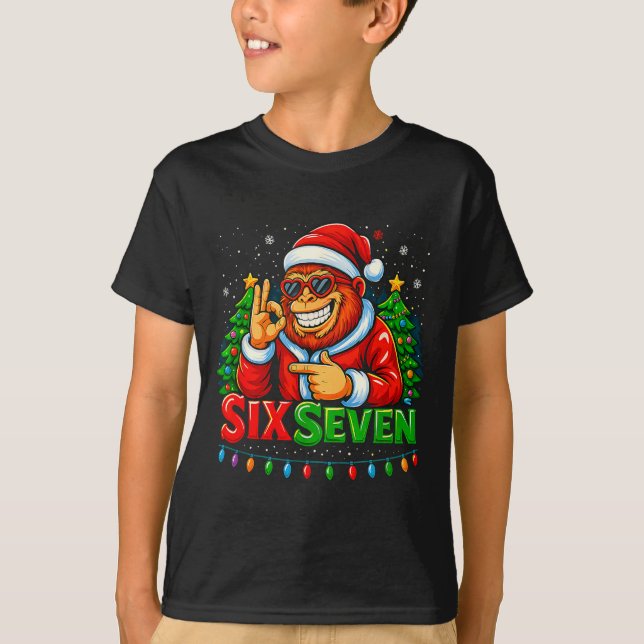 Santa Bigfoot Christmas Sasquatch 67 Funny Meme Si T Shirt (Framsida)