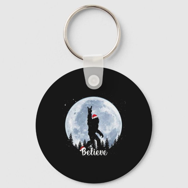 Santa bigfoot christmas sten roll sasquatch believ nyckelring (Framsida)