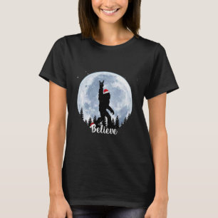 Santa bigfoot christmas sten roll sasquatch believ t shirt