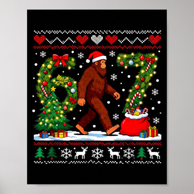 Santa Bigfoot Christmas Tree Funny Sasquatch 67  Poster (Framsidan)