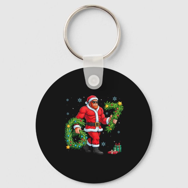Santa Bigfoot Christmas Tree Sasquatch 67 Six Seve Nyckelring (Framsida)
