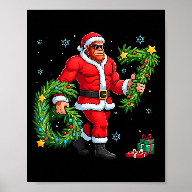 Santa Bigfoot Christmas Tree Sasquatch 67 Six Seve Poster (Framsidan)