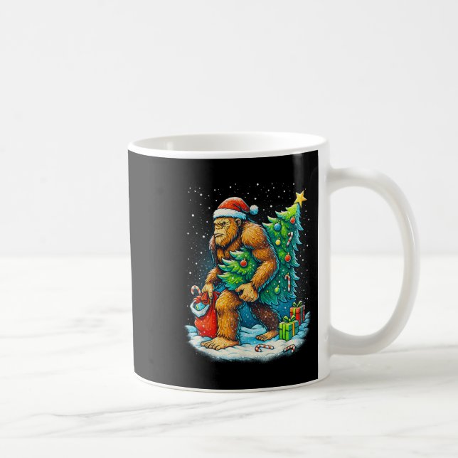 Santa Bigfoot Christmas Tree Sasquatch Xmas Lights Kaffemugg (Höger)