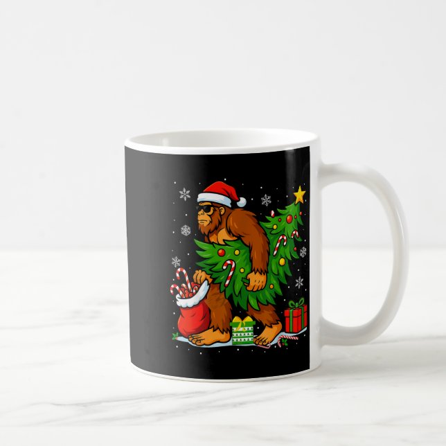 Santa Bigfoot Christmas Tree Xmas Lights Funny Sas Kaffemugg (Höger)