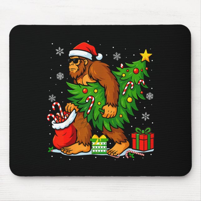 Santa Bigfoot Christmas Tree Xmas Lights Funny Sas Musmatta (Framsidan)