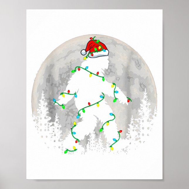 Santa Bigfoot Christmas Tree Xmas Lights Funny Sas Poster (Framsidan)