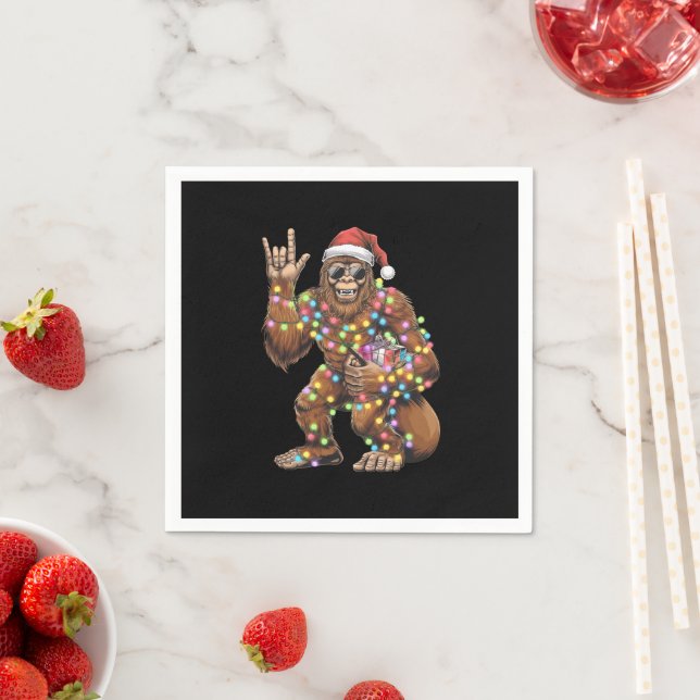 Santa Bigfoot jul jul Ljus Sten Funny Pappersservett (Insitu)