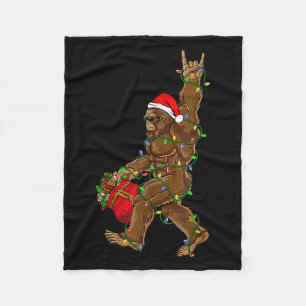 Santa Bigfoot jul jul Ljus Sten Funny Sasquatc Fleecefilt