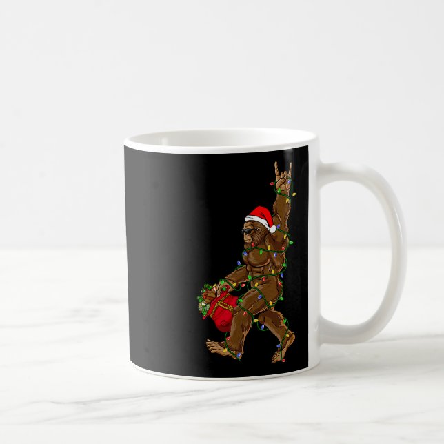Santa Bigfoot jul jul Ljus Sten Funny Sasquatc Kaffemugg (Höger)