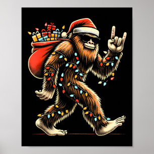Santa Bigfoot jul jul Ljus Sten Funny Sasquatc Poster
