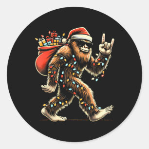 Santa Bigfoot jul jul Ljus Sten Funny Sasquatc Runt Klistermärke