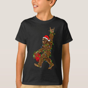 Santa Bigfoot jul jul Ljus Sten Funny Sasquatc T Shirt