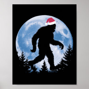 Santa Bigfoot jul Måne Funny Sasquatch Belie Poster