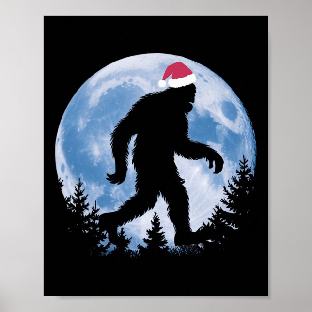 Santa Bigfoot jul Måne Funny Sasquatch Belie Poster (Framsidan)