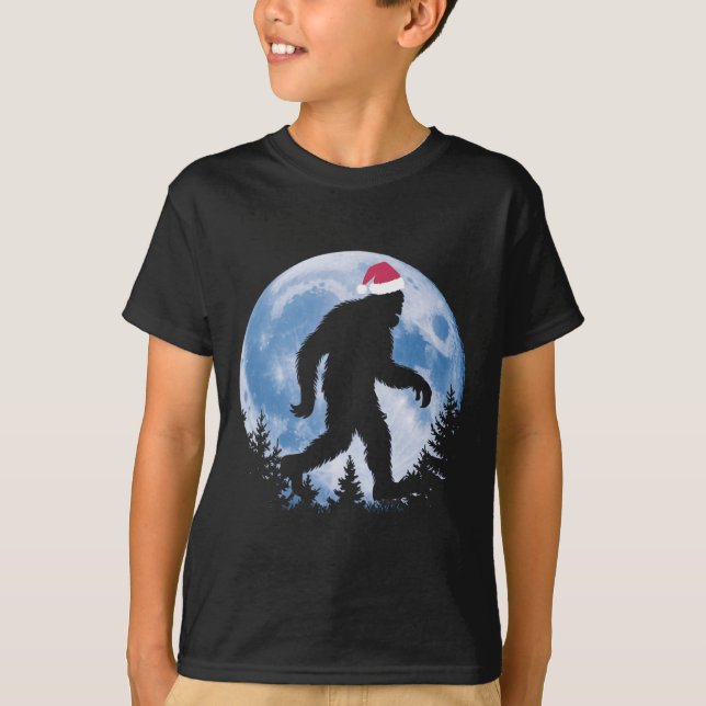 Santa Bigfoot jul Måne Funny Sasquatch Belie T Shirt (Framsida)