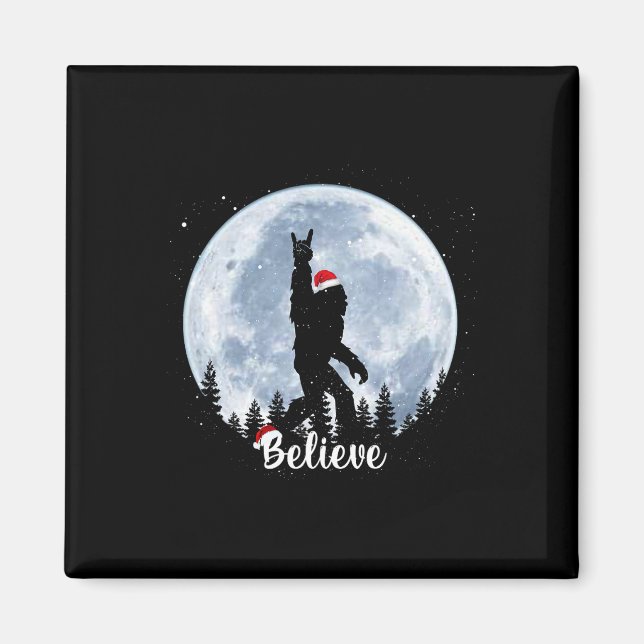 Santa Bigfoot Jul Rock Roll Sasquatch Tro Magnet (Framsidan)