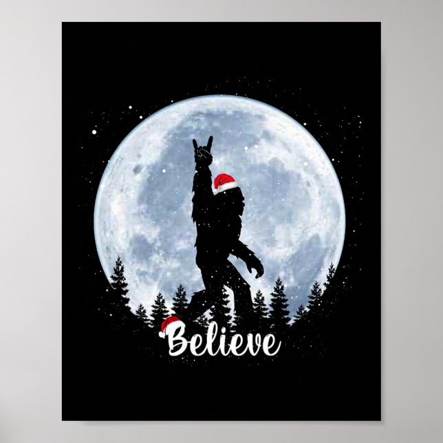 Santa Bigfoot Jul Rock Roll Sasquatch Tro Poster (Framsidan)