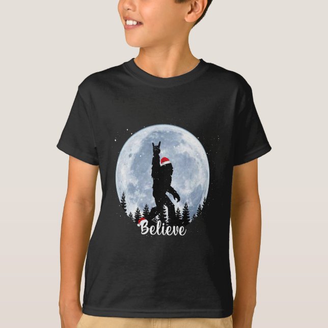 Santa Bigfoot Jul Rock Roll Sasquatch Tro T Shirt (Framsida)