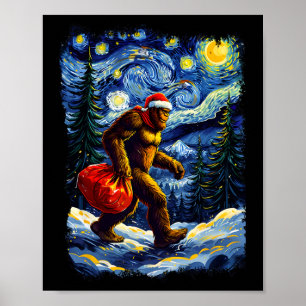 Santa Bigfoot jul rolig Sasquatch Tro Va Poster
