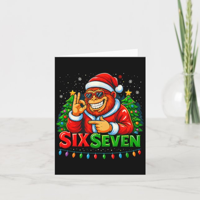 Santa Bigfoot jul Sasquatch 67 Rollig Meme Si Kort (Framsida)