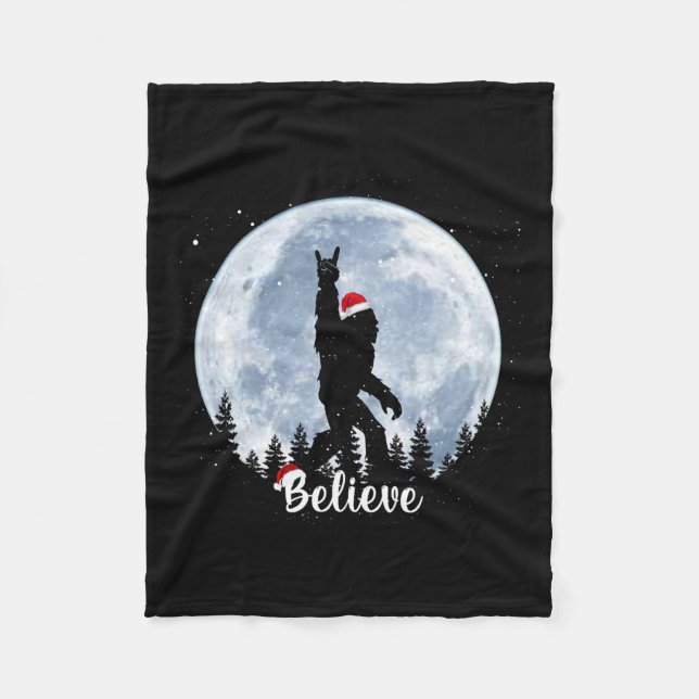 Santa Bigfoot jul Sten Roll Sasquatch Believ Fleecefilt (Framsidan)