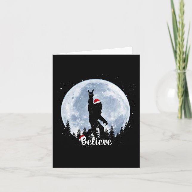 Santa Bigfoot jul Sten Roll Sasquatch Believ Kort (Framsida)