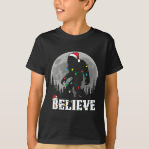 Santa Bigfoot julbelysning Roligt Sasquatch Tros j T Shirt